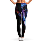 Dark Blue Horse Portrait Print Women's Leggings