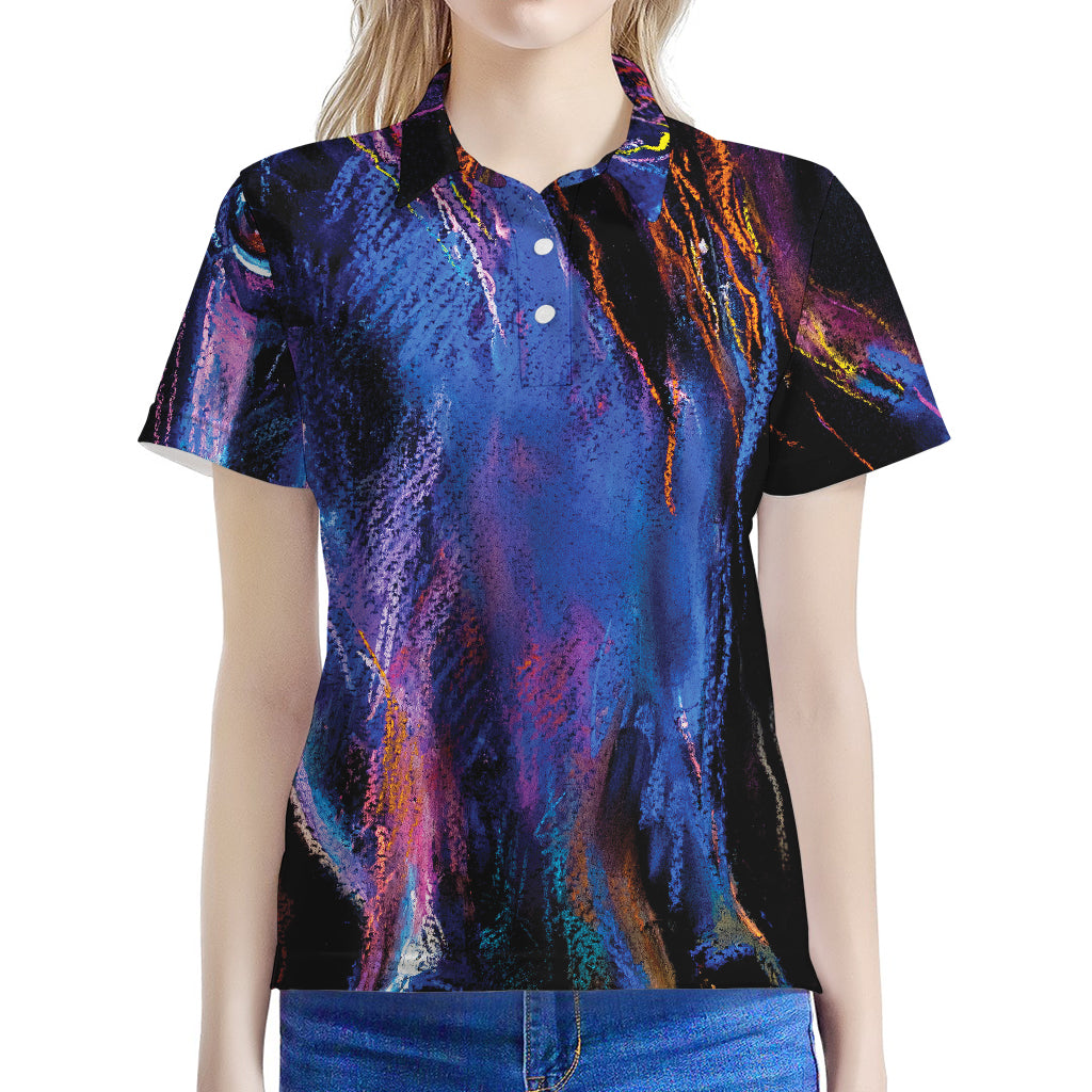 Dark Blue Horse Portrait Print Women's Polo Shirt