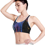 Dark Blue Horse Portrait Print Women's Sports Bra