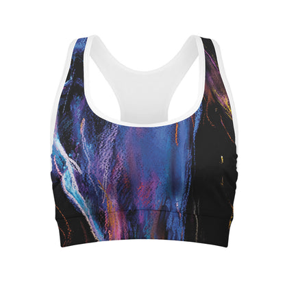 Dark Blue Horse Portrait Print Women's Sports Bra