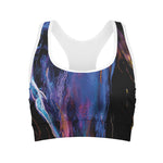 Dark Blue Horse Portrait Print Women's Sports Bra
