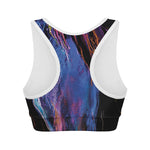 Dark Blue Horse Portrait Print Women's Sports Bra