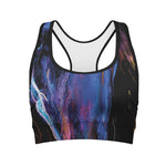 Dark Blue Horse Portrait Print Women's Sports Bra