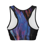 Dark Blue Horse Portrait Print Women's Sports Bra