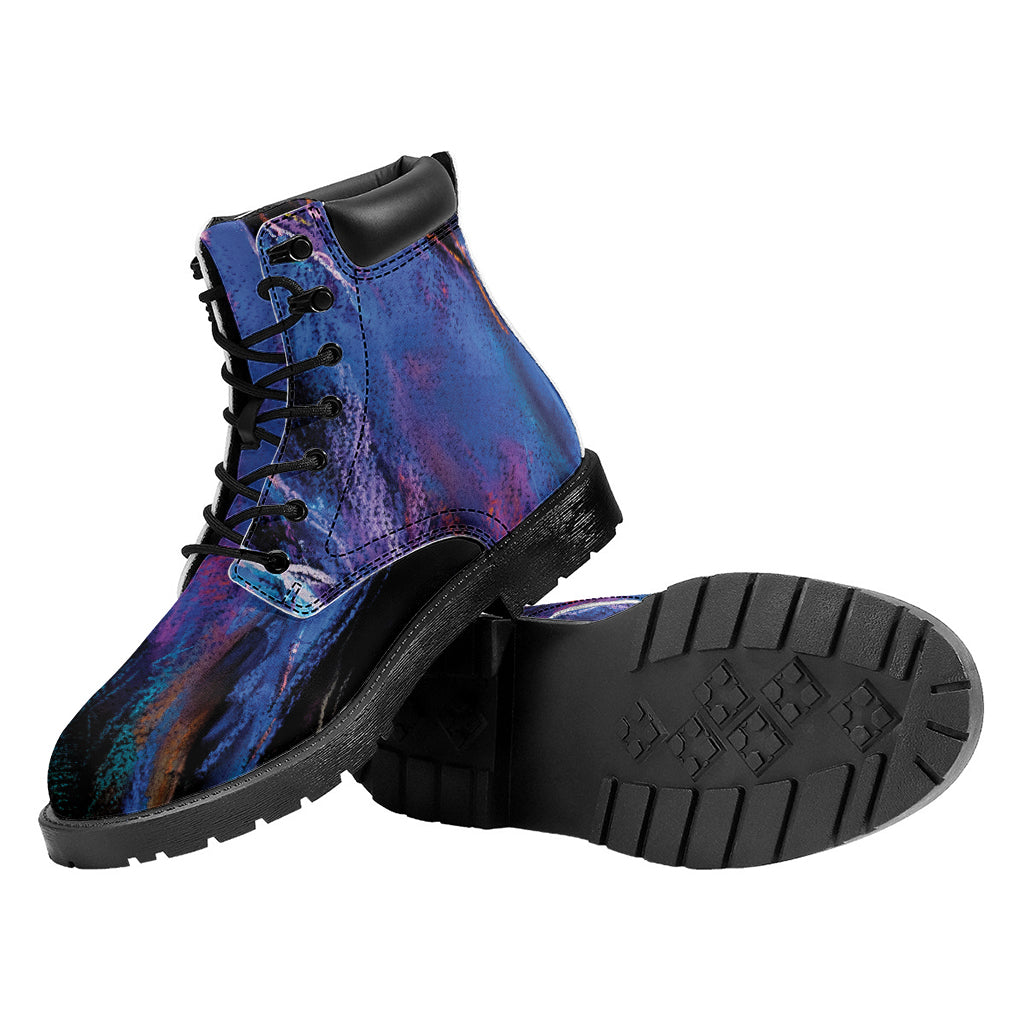 Dark Blue Horse Portrait Print Work Boots
