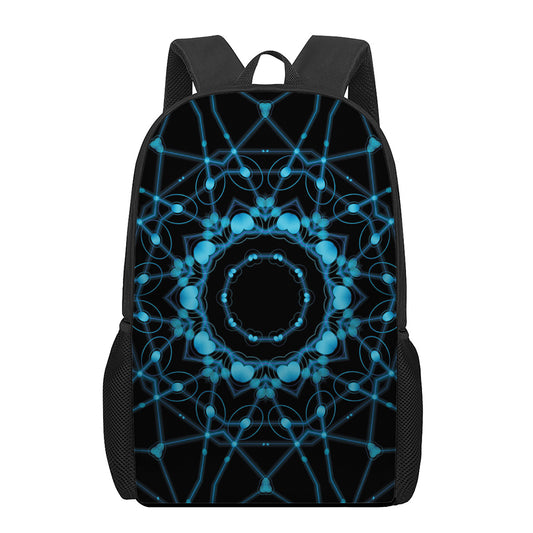 Dark Blue Kaleidoscope Print 17 Inch Backpack