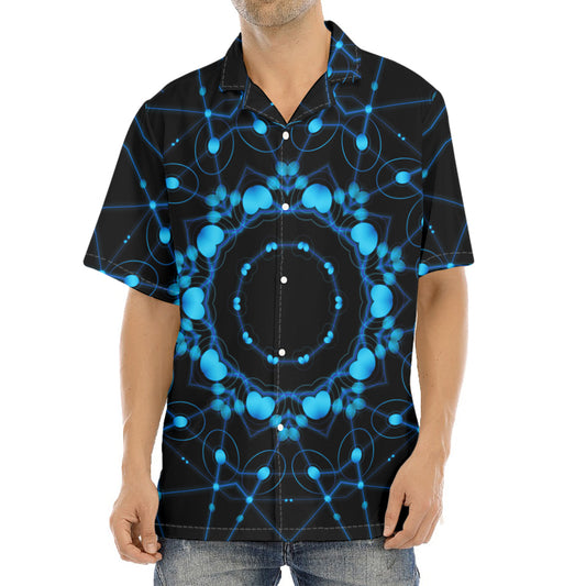 Dark Blue Kaleidoscope Print Aloha Shirt