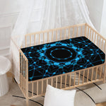 Dark Blue Kaleidoscope Print Baby Crib Sheet