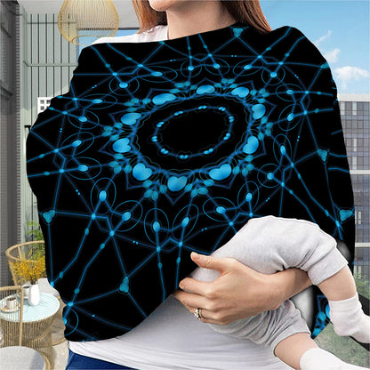 Dark Blue Kaleidoscope Print Baby Seat Cover