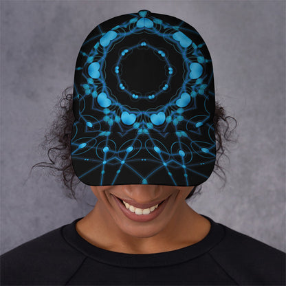 Dark Blue Kaleidoscope Print Baseball Cap