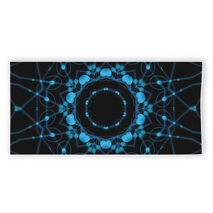 Dark Blue Kaleidoscope Print Beach Towel