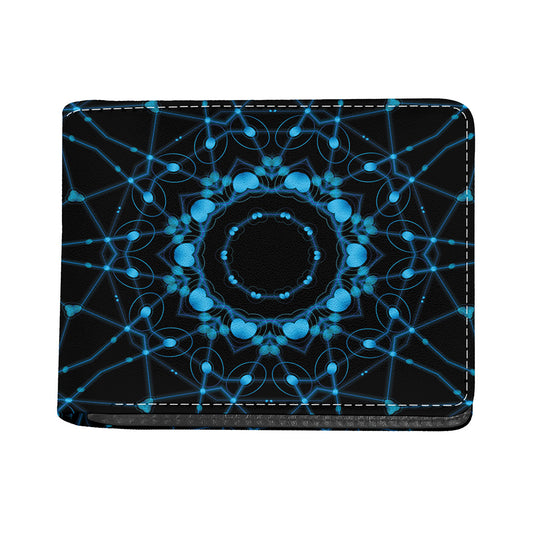 Dark Blue Kaleidoscope Print Bifold Wallet
