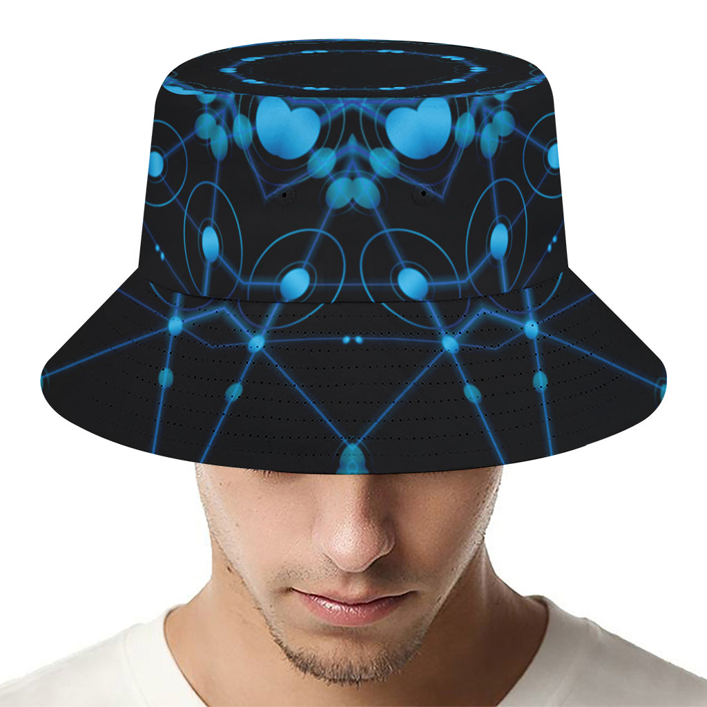 Dark Blue Kaleidoscope Print Bucket Hat
