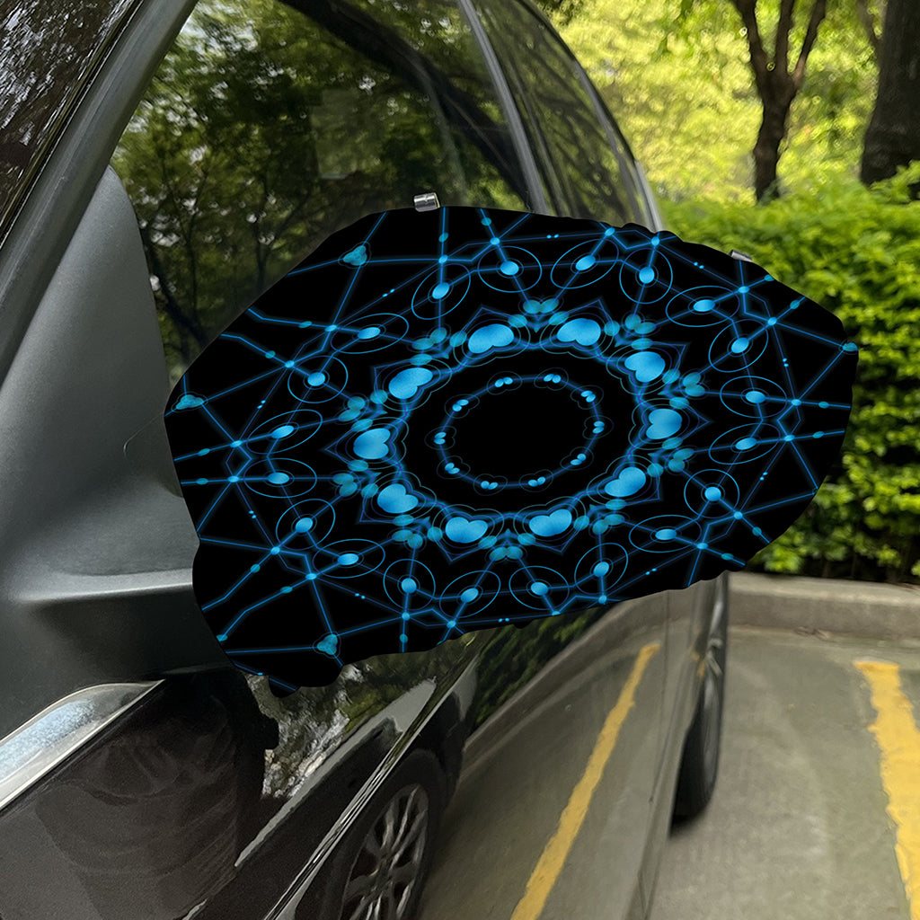 Dark Blue Kaleidoscope Print Car Side Mirror Covers