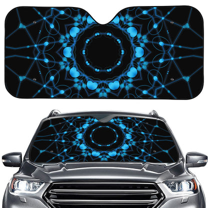Dark Blue Kaleidoscope Print Car Windshield Sun Shade