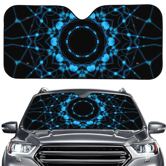 Dark Blue Kaleidoscope Print Car Windshield Sun Shade