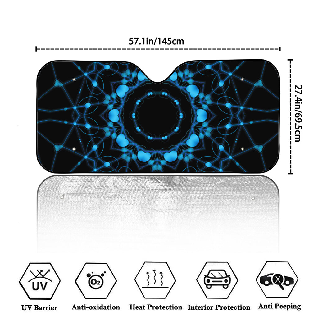 Dark Blue Kaleidoscope Print Car Windshield Sun Shade