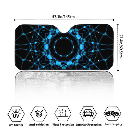Dark Blue Kaleidoscope Print Car Windshield Sun Shade
