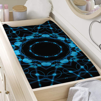 Dark Blue Kaleidoscope Print Changing Pad Cover