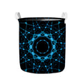 Dark Blue Kaleidoscope Print Collapsible Laundry Basket