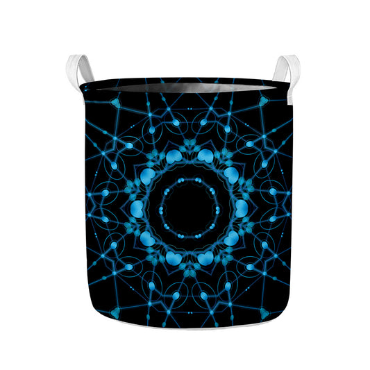 Dark Blue Kaleidoscope Print Collapsible Laundry Basket