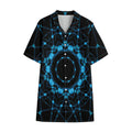 Dark Blue Kaleidoscope Print Cotton Hawaiian Shirt