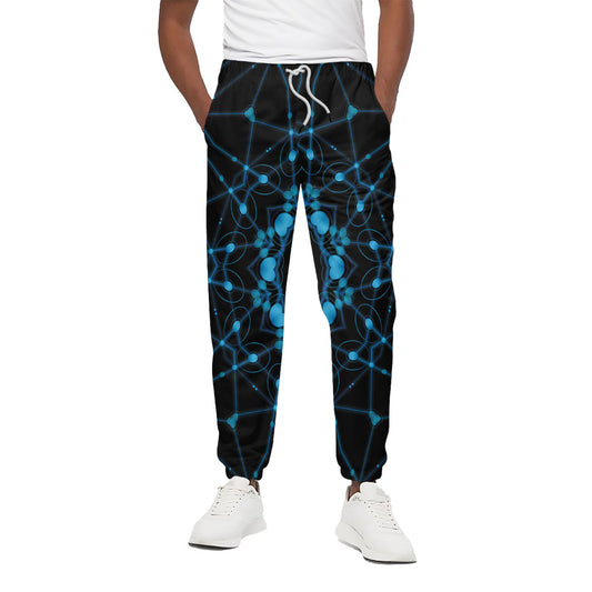 Dark Blue Kaleidoscope Print Cotton Pants