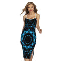 Dark Blue Kaleidoscope Print Cross Back Cami Dress