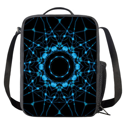 Dark Blue Kaleidoscope Print Crossbody Lunch Bag