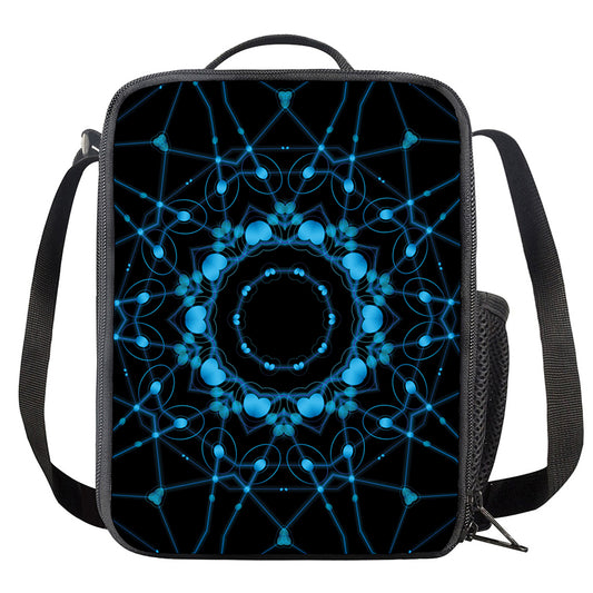 Dark Blue Kaleidoscope Print Crossbody Lunch Bag
