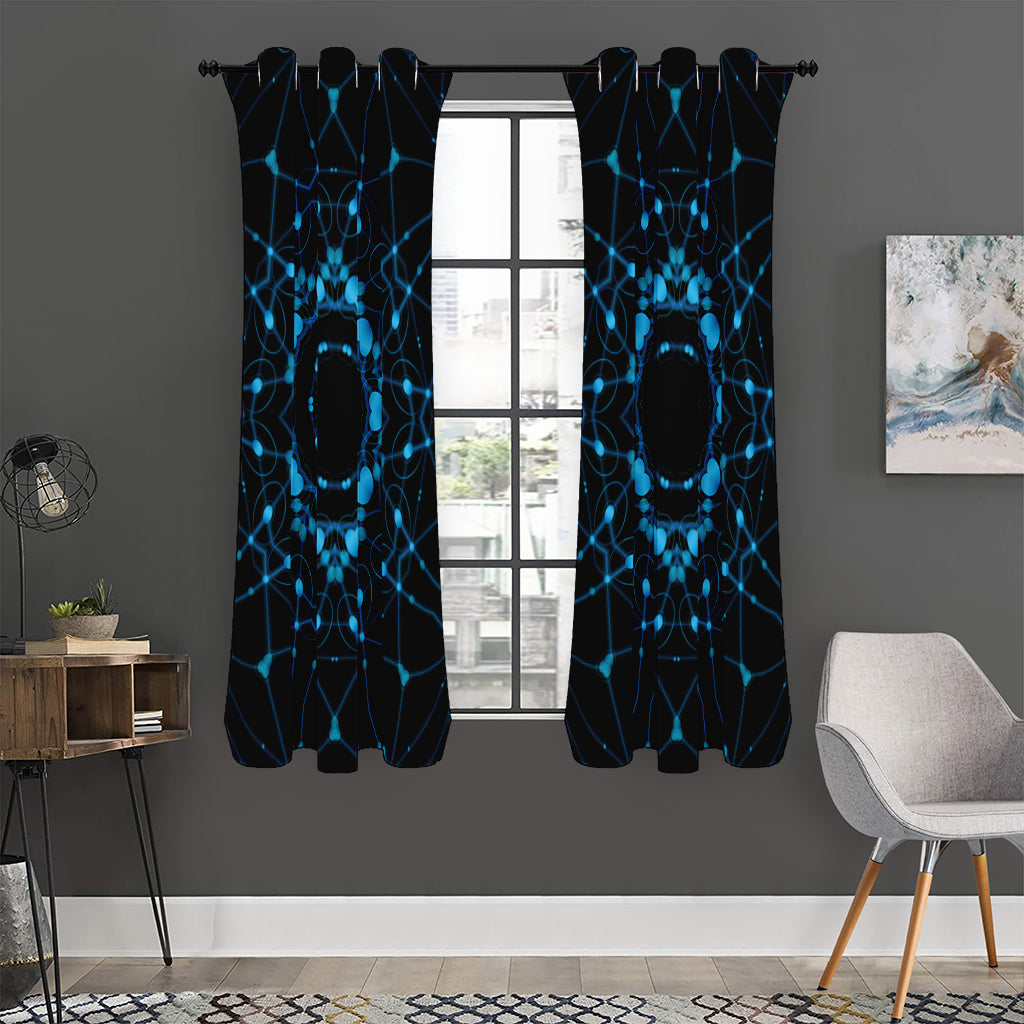 Dark Blue Kaleidoscope Print Curtain