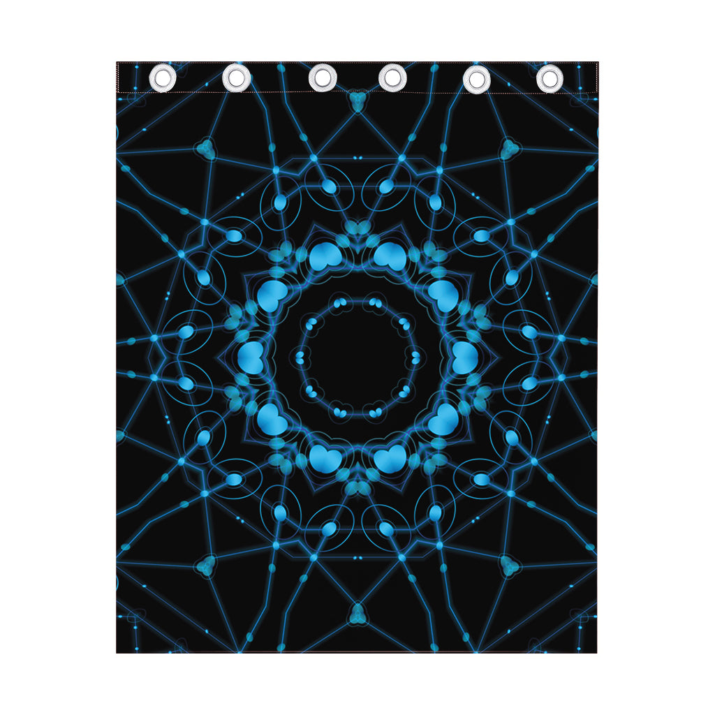 Dark Blue Kaleidoscope Print Curtain
