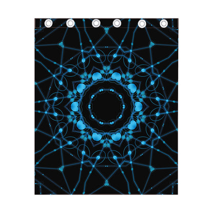 Dark Blue Kaleidoscope Print Curtain