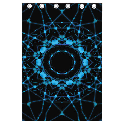Dark Blue Kaleidoscope Print Curtain