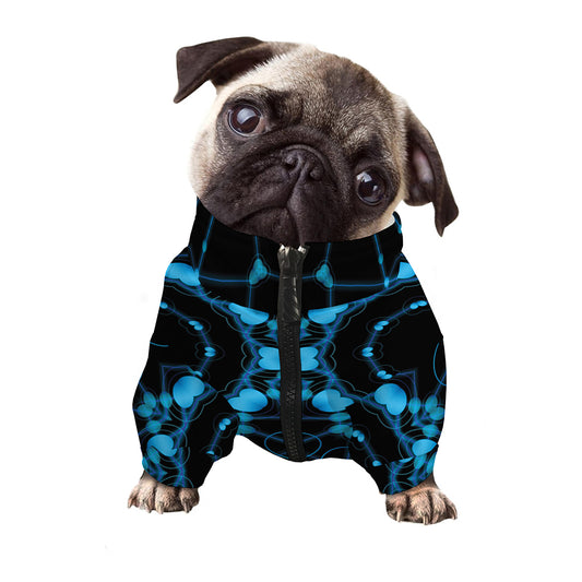 Dark Blue Kaleidoscope Print Dog Zip Up Jacket