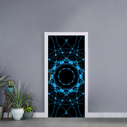 Dark Blue Kaleidoscope Print Door Sticker