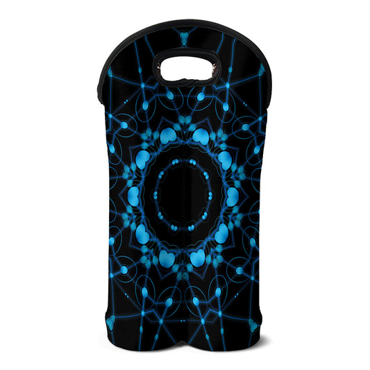 Dark Blue Kaleidoscope Print Double Neoprene Wine Tote