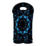 Dark Blue Kaleidoscope Print Double Neoprene Wine Tote