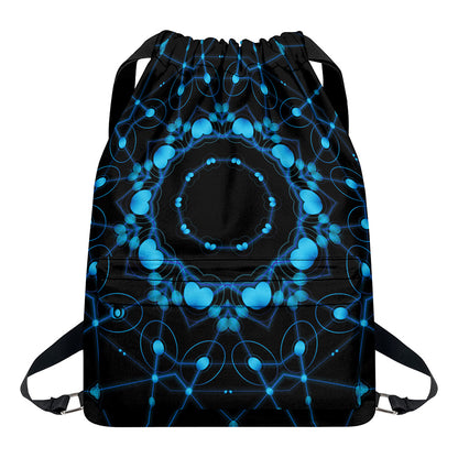 Dark Blue Kaleidoscope Print Drawstring Backpack