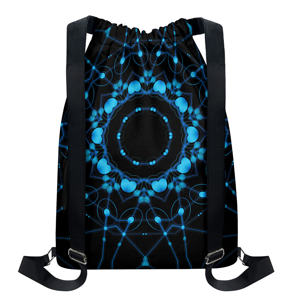 Dark Blue Kaleidoscope Print Drawstring Backpack