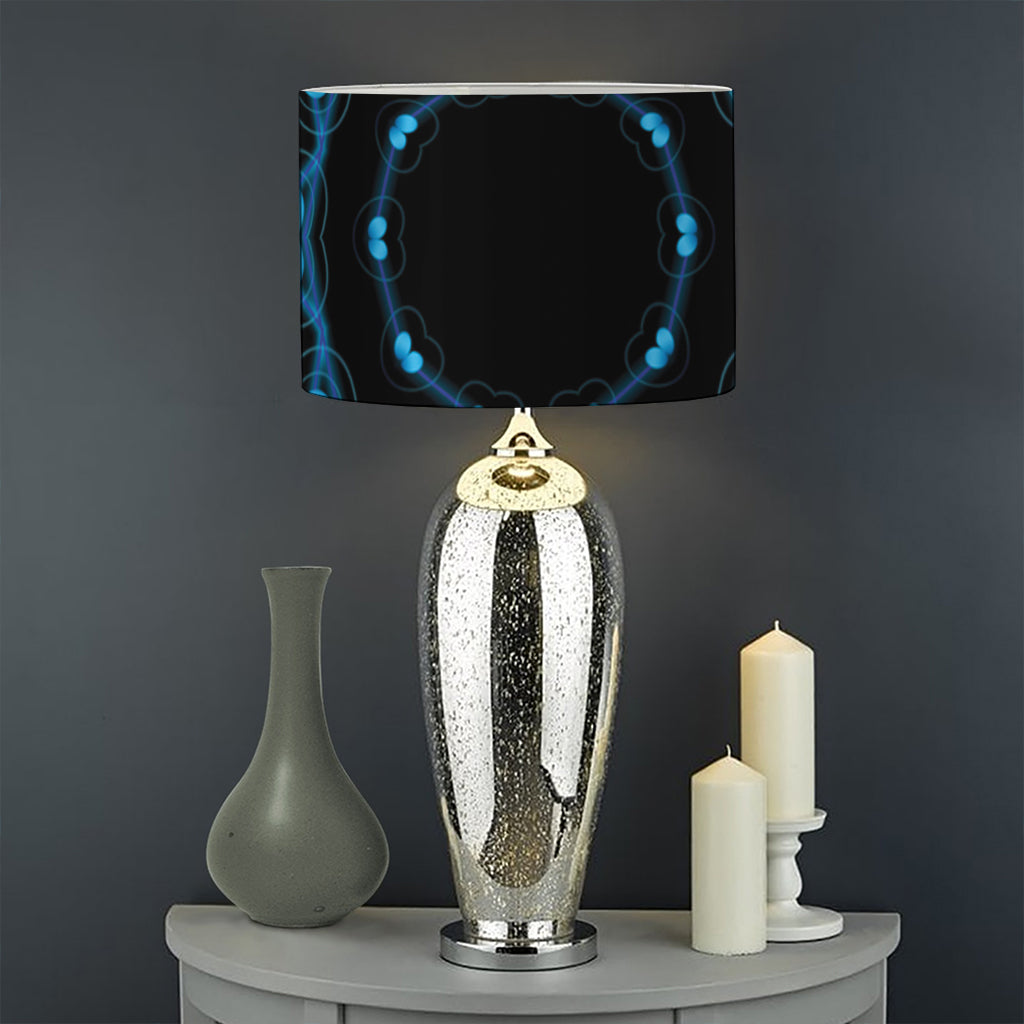 Dark Blue Kaleidoscope Print Drum Lamp Shade
