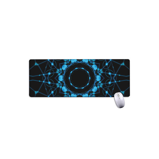 Dark Blue Kaleidoscope Print Extended Mouse Pad