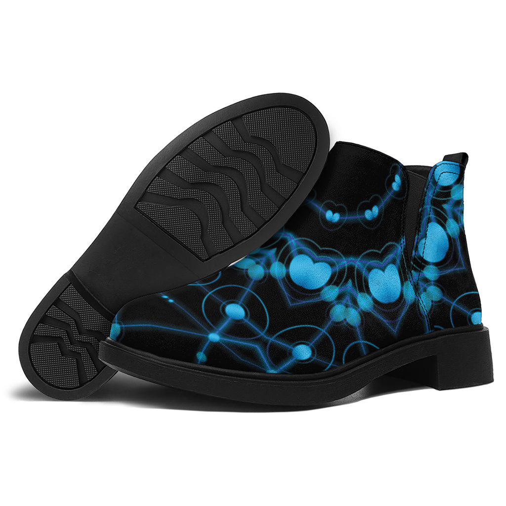 Dark Blue Kaleidoscope Print Flat Ankle Boots