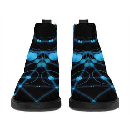 Dark Blue Kaleidoscope Print Flat Ankle Boots