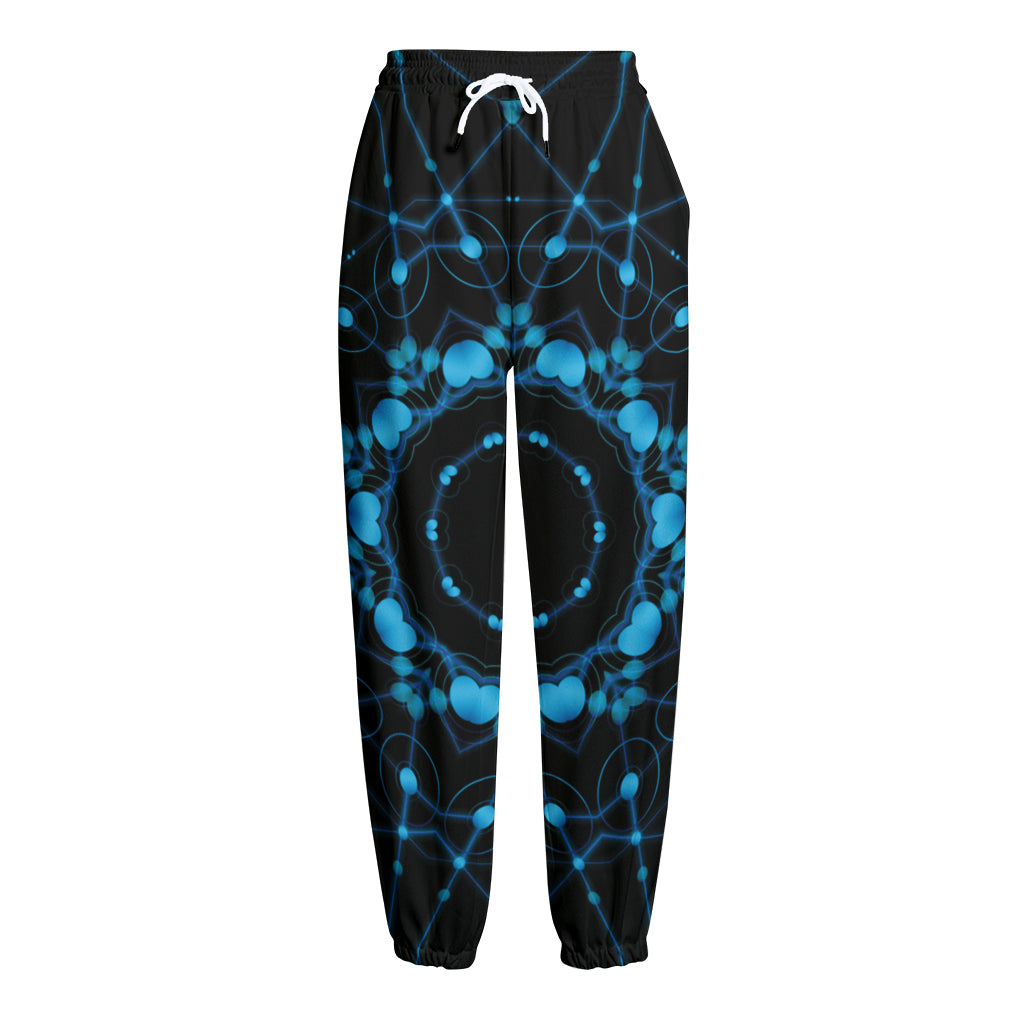 Dark Blue Kaleidoscope Print Fleece Lined Knit Pants