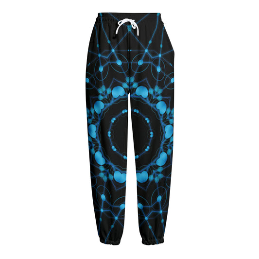 Dark Blue Kaleidoscope Print Fleece Lined Knit Pants