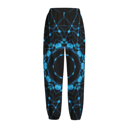 Dark Blue Kaleidoscope Print Fleece Lined Knit Pants