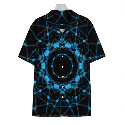 Dark Blue Kaleidoscope Print Hawaiian Shirt