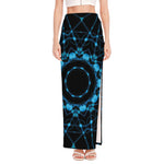 Dark Blue Kaleidoscope Print High Slit Maxi Skirt