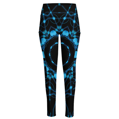 Dark Blue Kaleidoscope Print High-Waisted Pocket Leggings